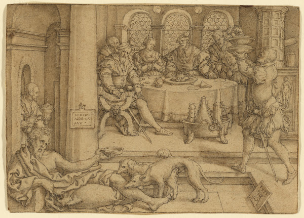 Lazarus Begging for Crumbs from Divess Table 1552