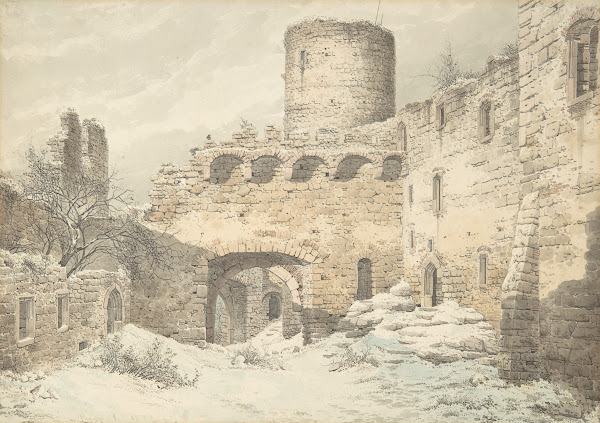 Winter View of the Courtyard of a Medieval Castle in Ruins 1832