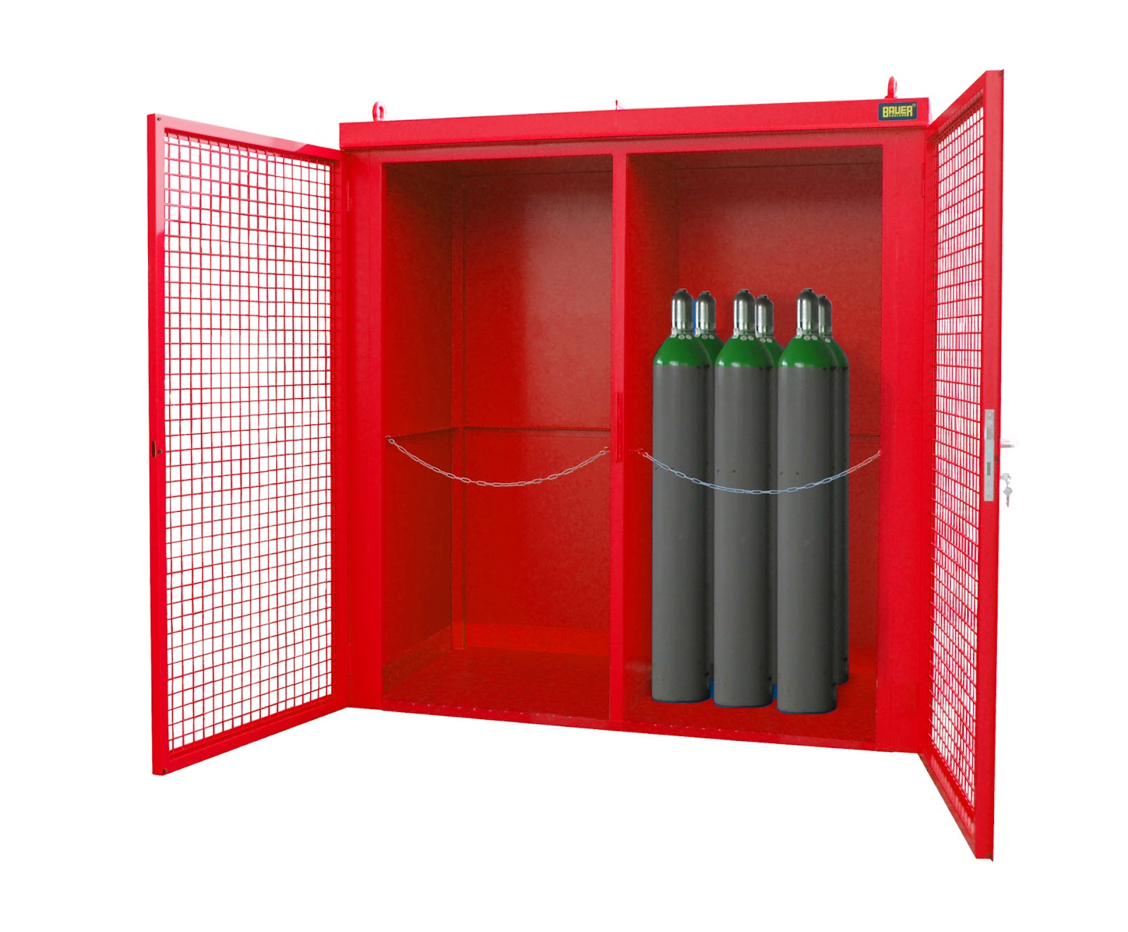 Gasflessen-container GFC-B/W M3, gelakt, Vuurrood