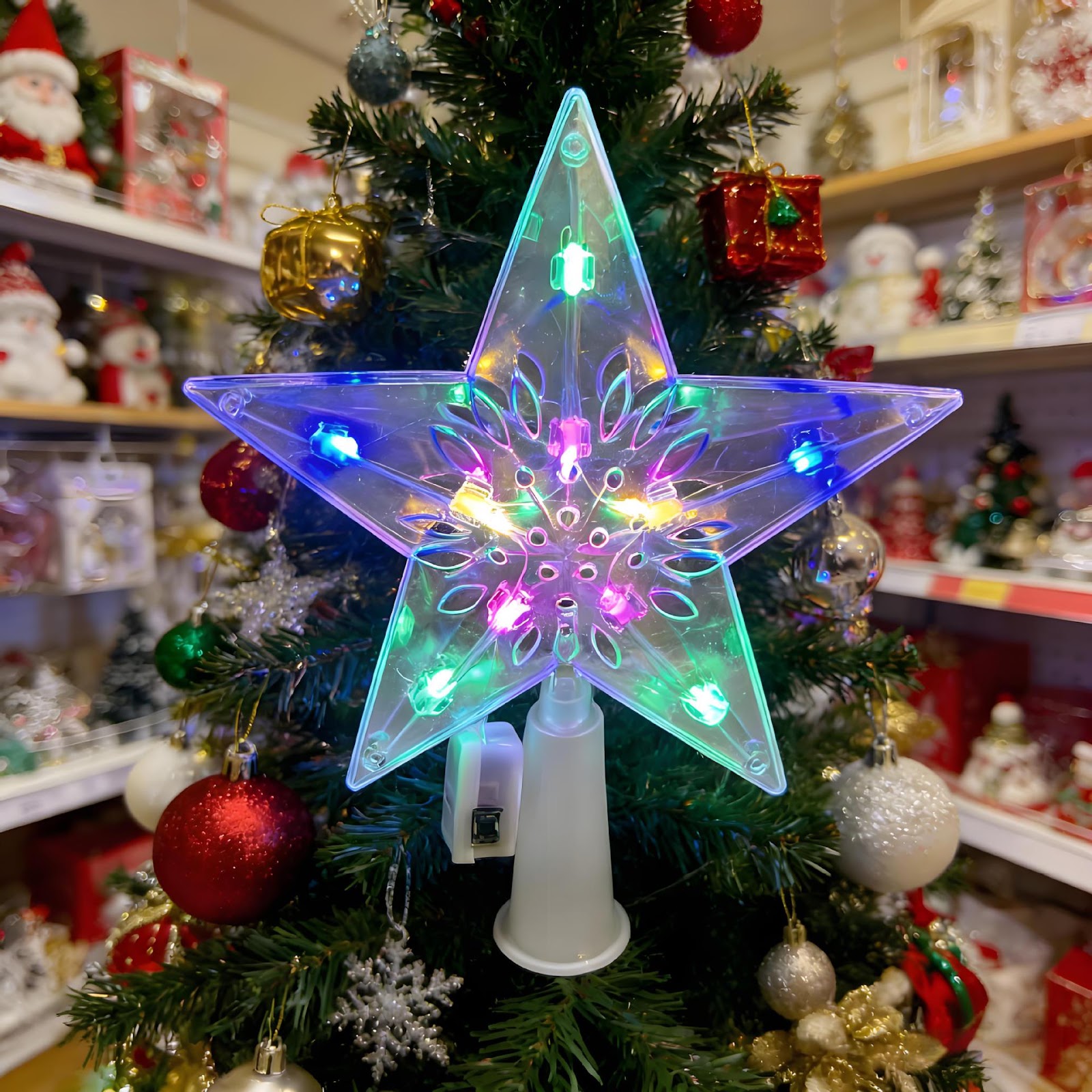 LED-Weihnachtsbaumspitze mit Stern-Design