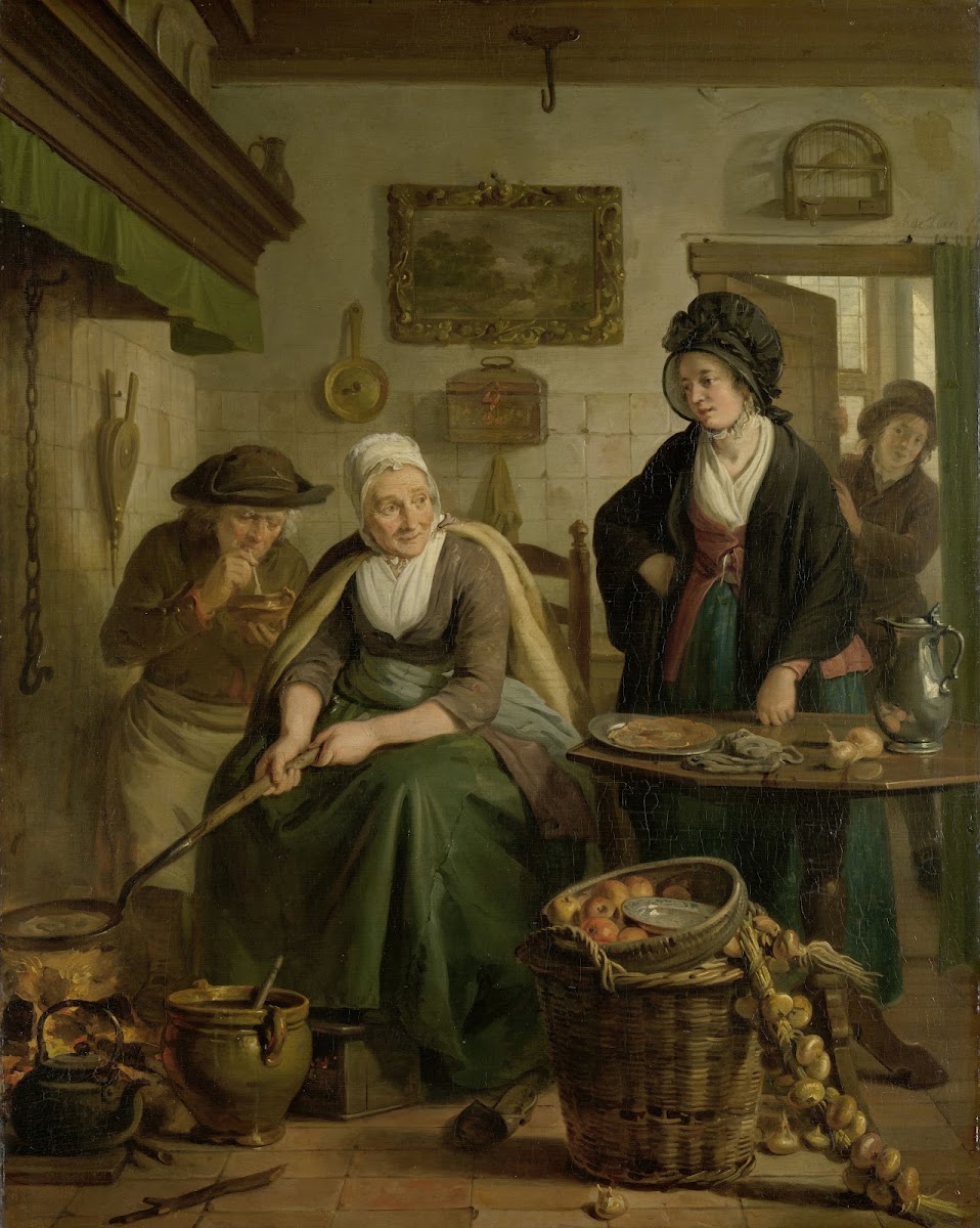 Woman Baking Pancakes c 1790   c 1810