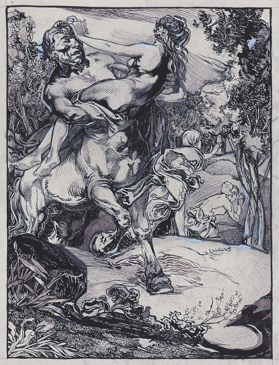 Centaur abducting a woman