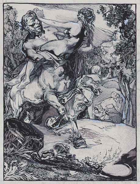 Centaur abducting a woman