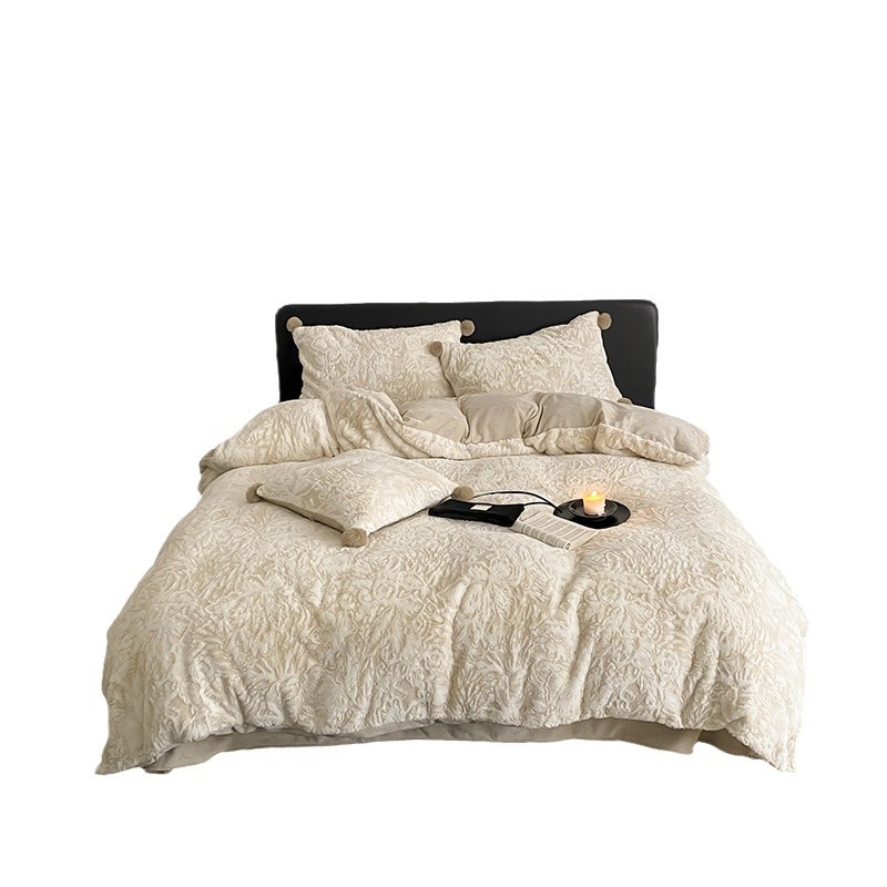 4-piece bedding set, milk fleece, geometric pattern