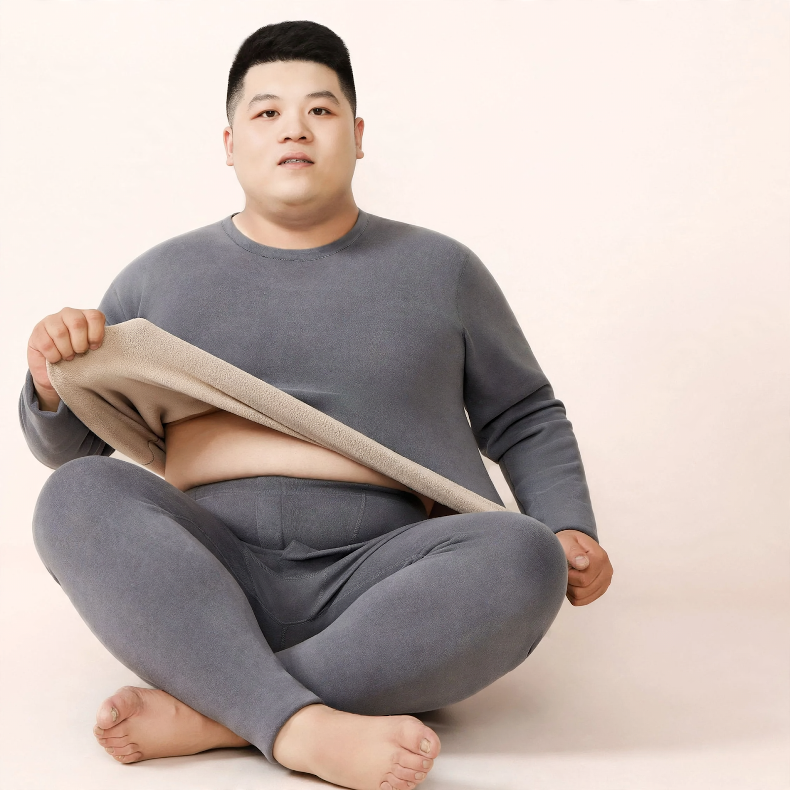Thermal underwear set with lamb fleece, large sizes