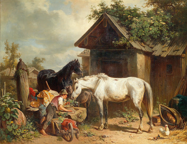 Pferde am Bauernhof 1866