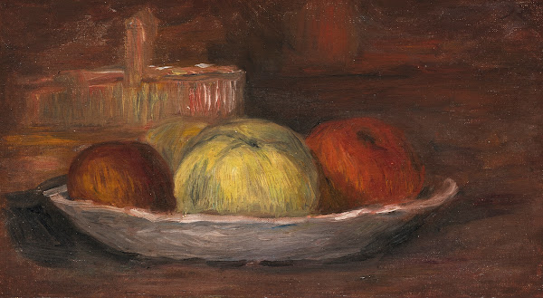 Pommes dans un plat et panier circa 1900