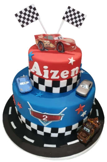 Disney Cars 2 Tier Birthday Cake CB-NC443