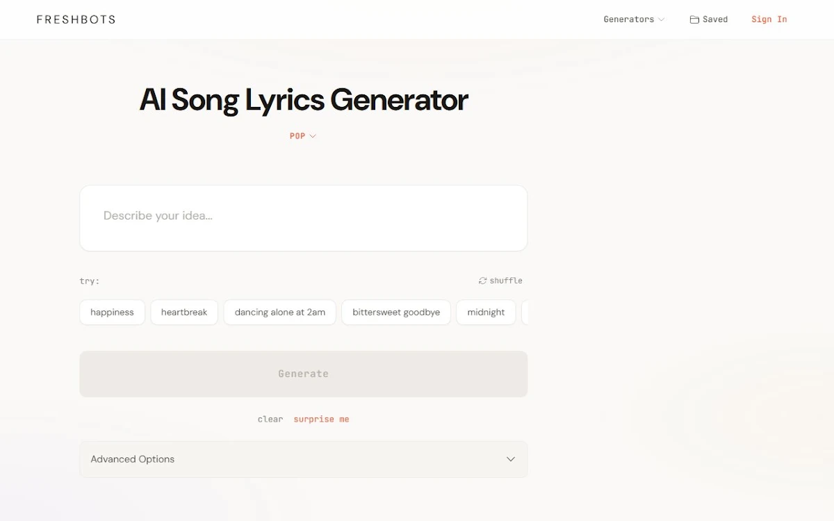 Captura de AI Rap Song Generator