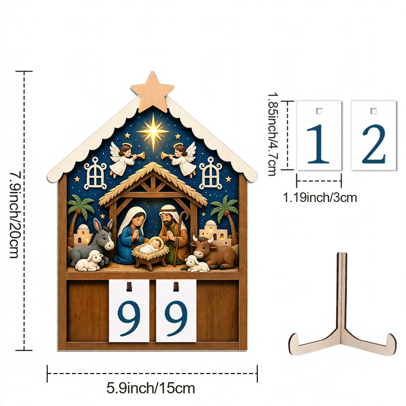 Wooden Countdown Calendar for Christmas