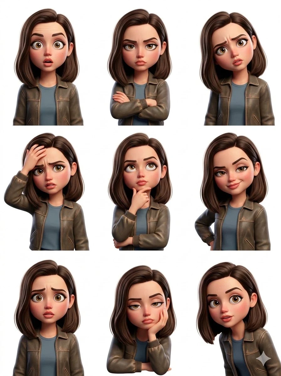 Pegatina de emoción 3x3 estilo Pixar