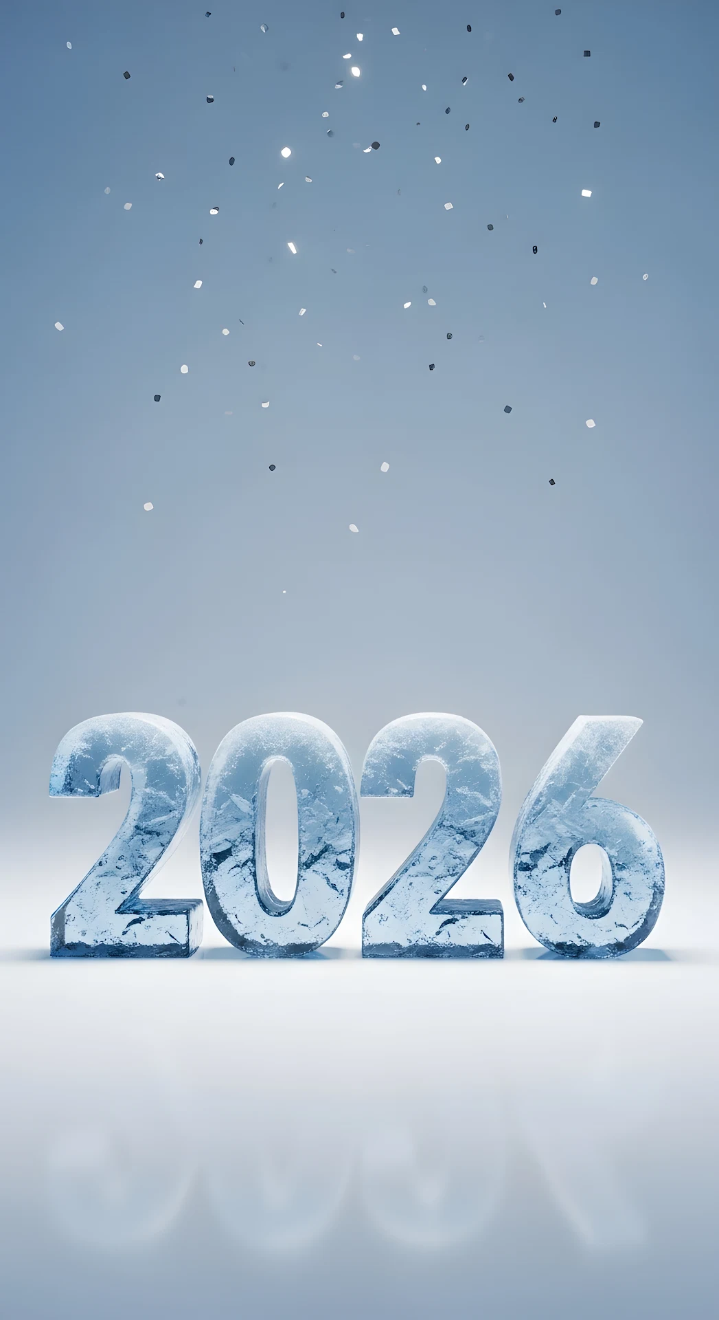 Frosted 2026 New Year Celebration Ice Sculpture - Free 4K mobile Wallpaper