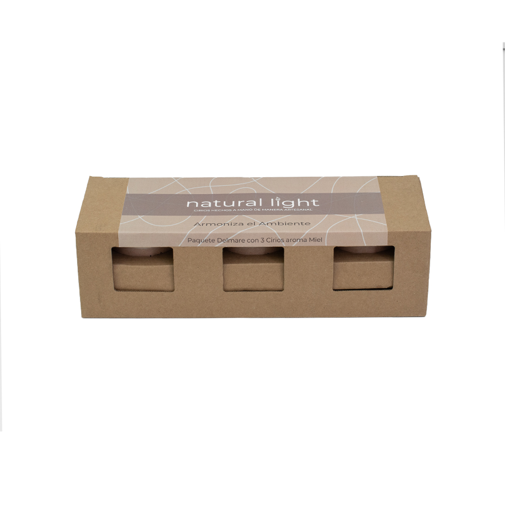 Set de velas pilar Natural Light™ aroma miel, 3 piezas