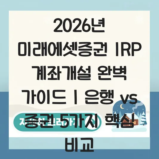 미래에셋증권 IRP 은행 증권 비교해서 개설 하는 법 대표 이미지