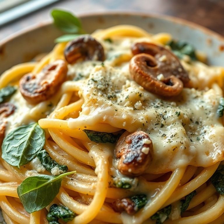 Creamy Parmesan Spinach Mushroom Pasta Recipe – Easy Weeknight Comfort Food