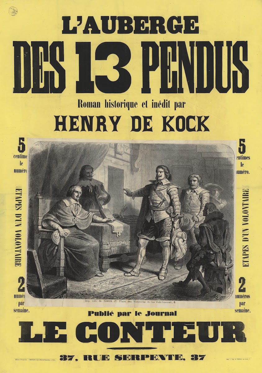 L Auberge des 13 treize pendus roman historique et inédit par Henry de Kock 1868