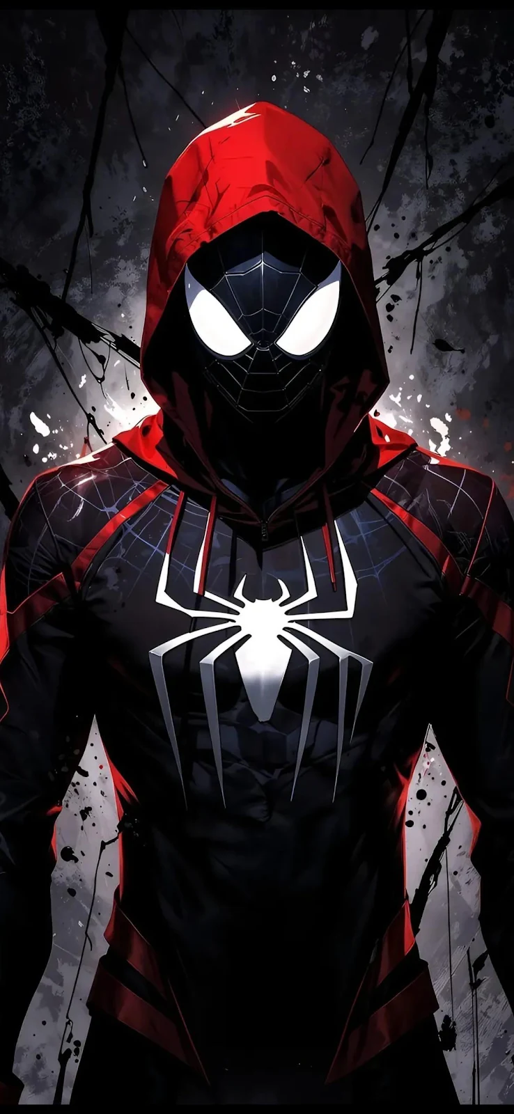 Miles Morales Hooded Spider Man - Comic Book Art Full HD iPhone Wallpaper (1179x2556)