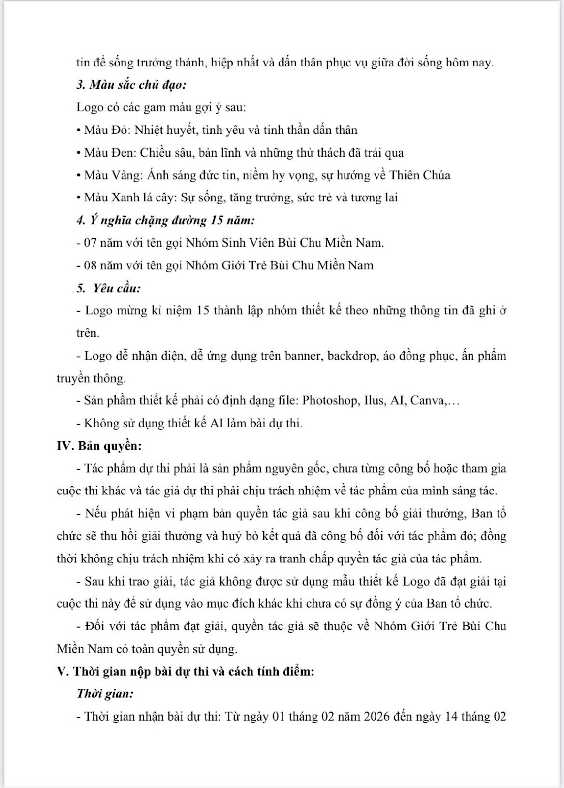 Phát động cuộc thi thiết kế logo kỷ niệm 15 năm giới trẻ bùi chu miền nam (2011 – 2026)