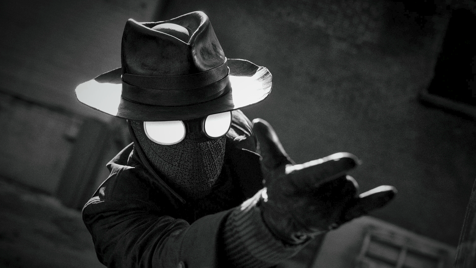 Spider-Man Noir Action Pose - Cinematic Portrait 4K Wallpaper (3840x2160)