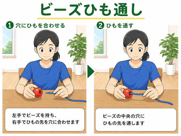 ビーズひも通し