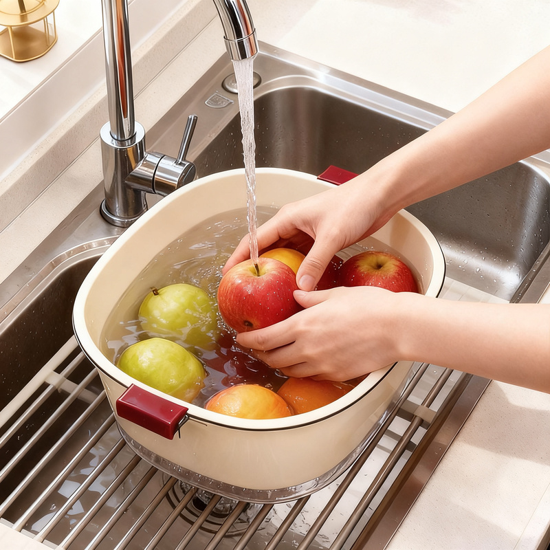 Double-layer Vegetable Colander made from PET Plastic