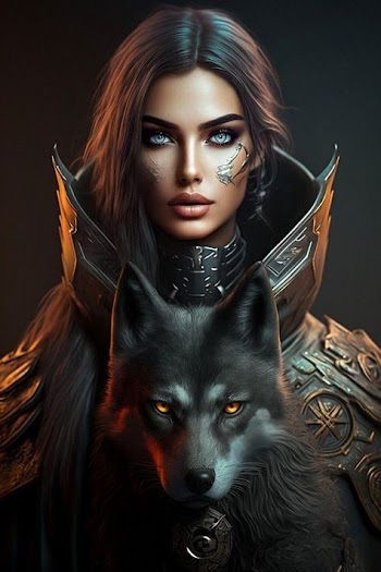 Woman With Wolf Picture