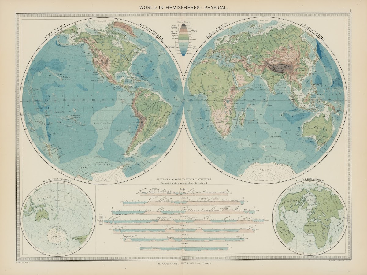 World in HemispheresPhysical 1908
