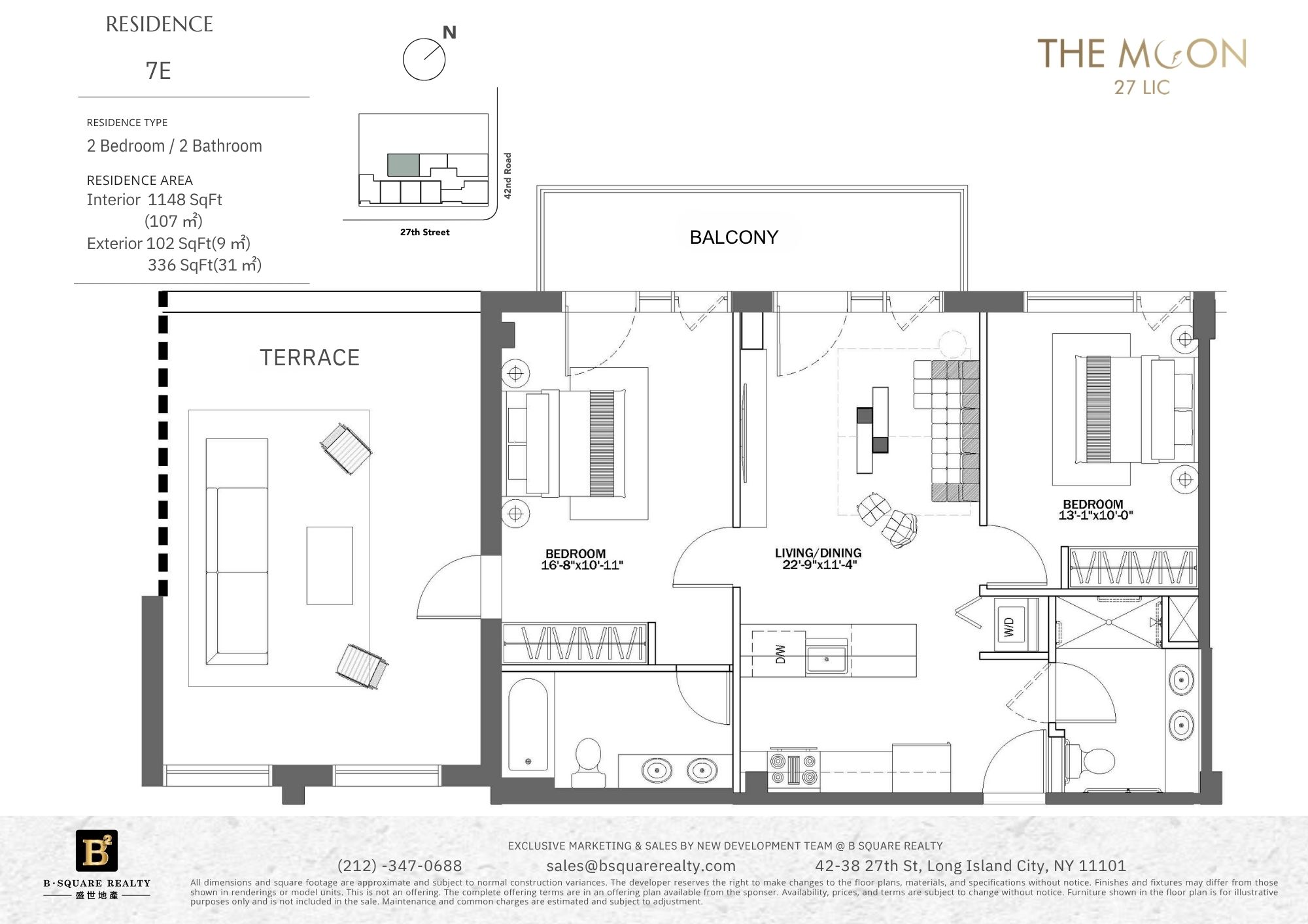 The Moon 27住宅7E两房两卫户型图