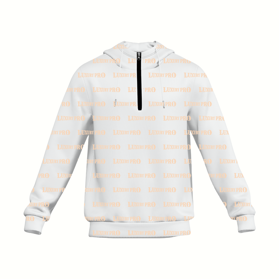 AOP 3D Half zip hoodie with ribbon