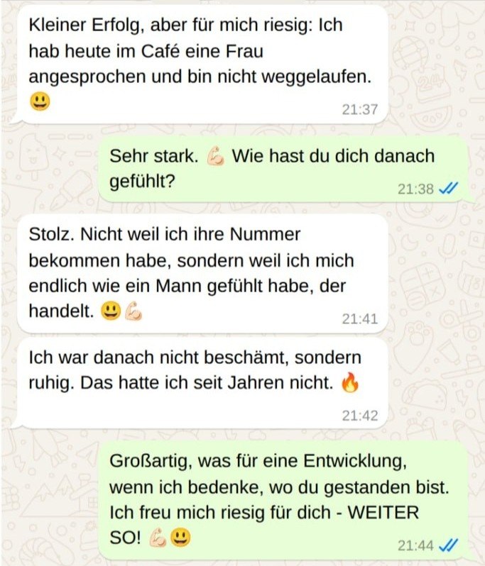 WhatsApp Kundenstimme: erster Erfolg beim Ansprechen im Café