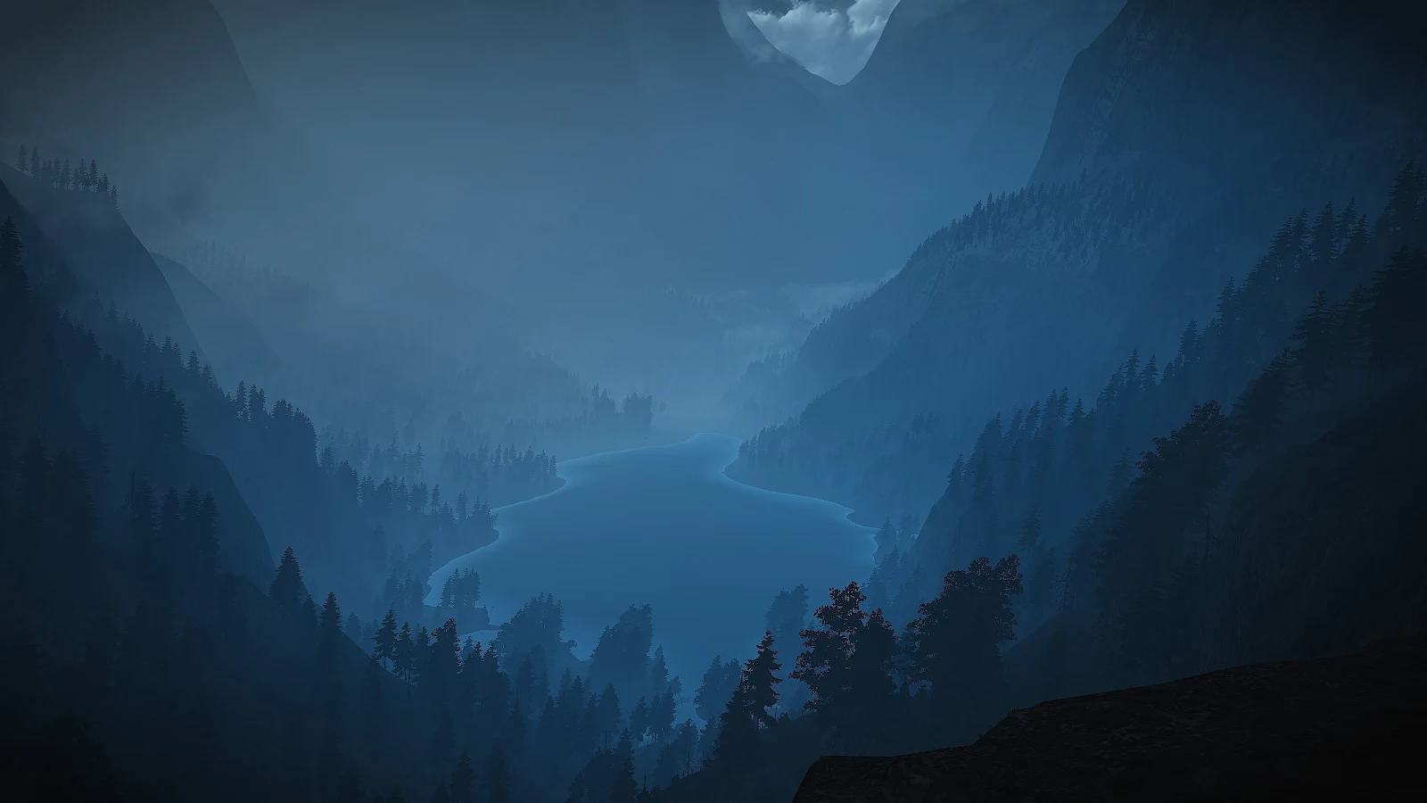 Minimalism, Clouds, Mountains, Dark 4K Desktop Wallpaper