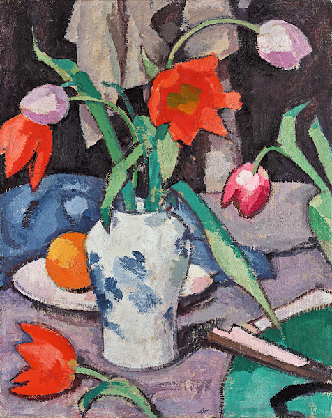 Still Life With Tulips And Fan 1923