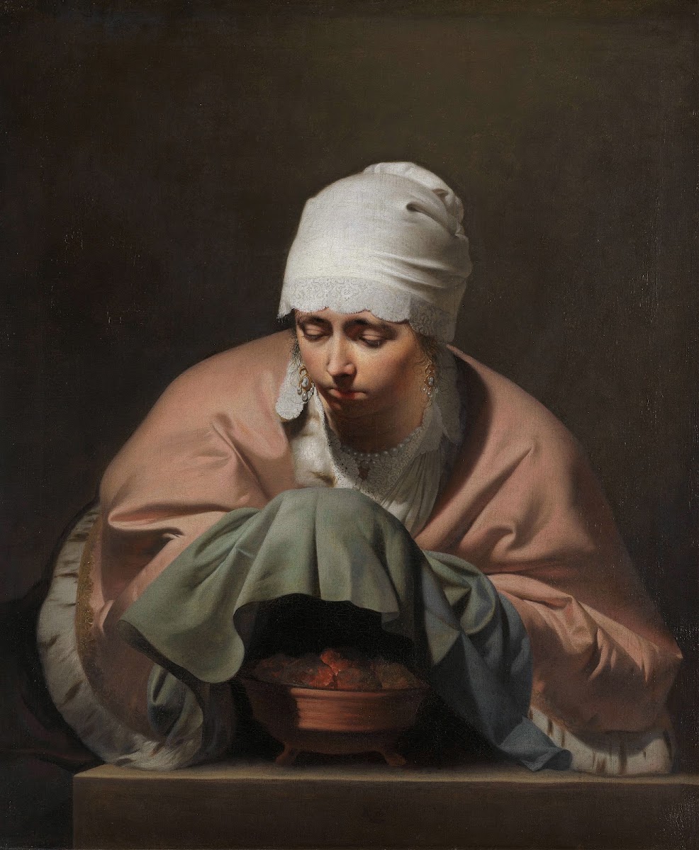 A Young Woman Warming her Hands over a Brazier c 1644   c 1648