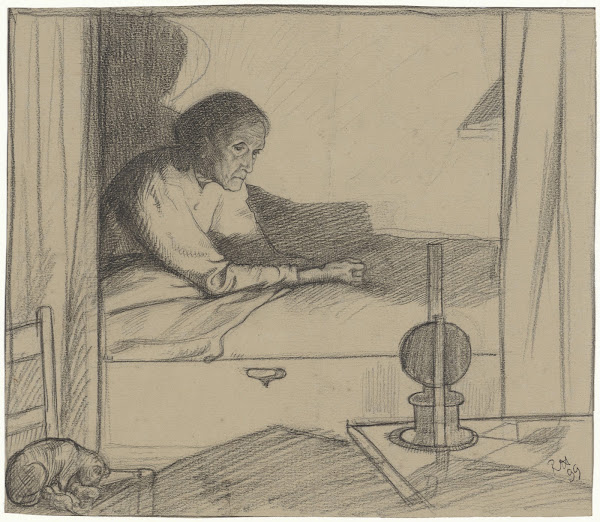 Vrouw Hogerhuis zittend in bed tweede ontwerp 1899