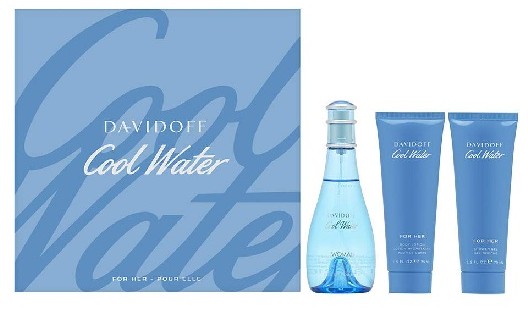 ESTUCHE DAVIDOFF COOL WATER MUJER 3PZS 100ML EDT + CREMA + GEL DE BAÑO