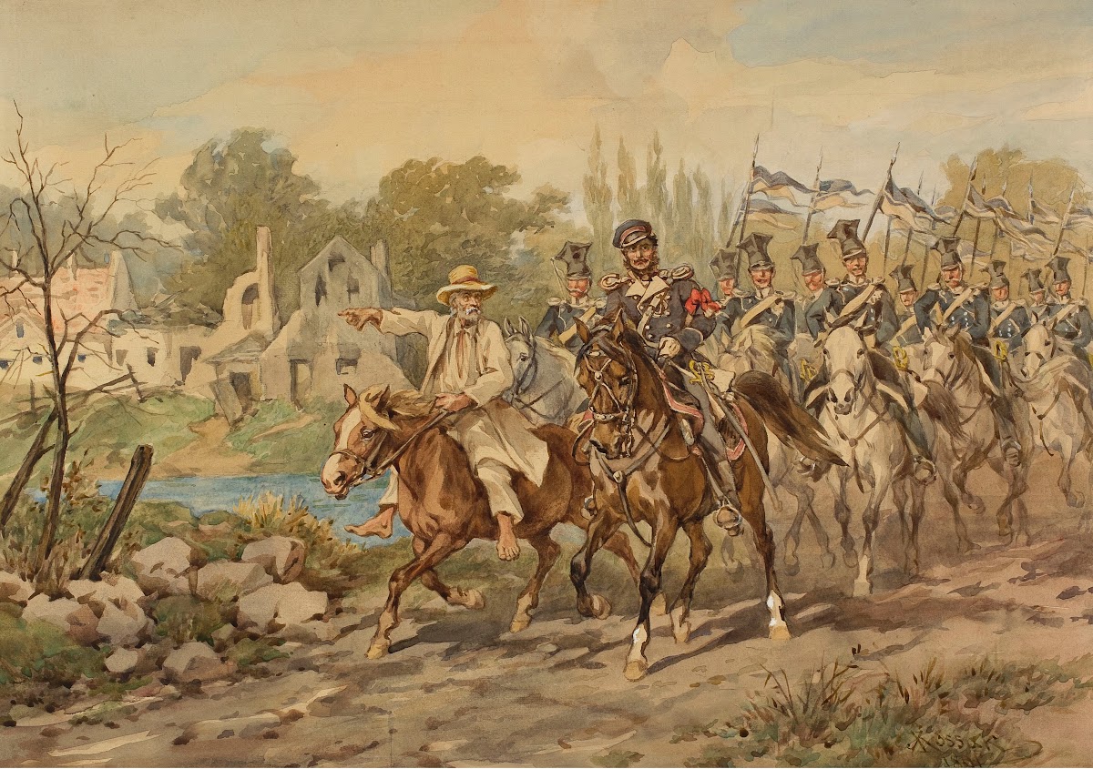 Poznan Uhlans in 1831 with a guide 1891