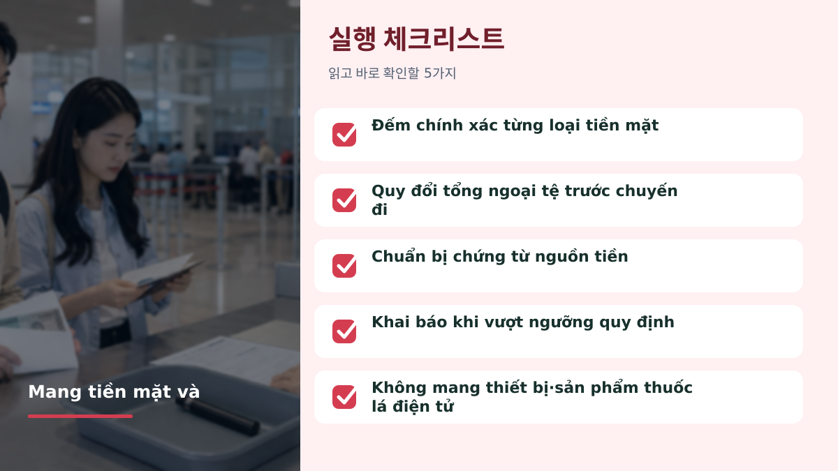 Mang tiền mặt và thuốc lá điện tử vào Việt Nam có bị phạt không? Kiểm tra trước chuyến đi - 글 전용 체크리스트
