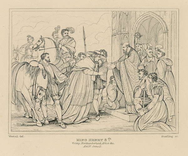 Cardinal Wolsey entering the Abbey of Leicester in Shakespeares King Henry VIII