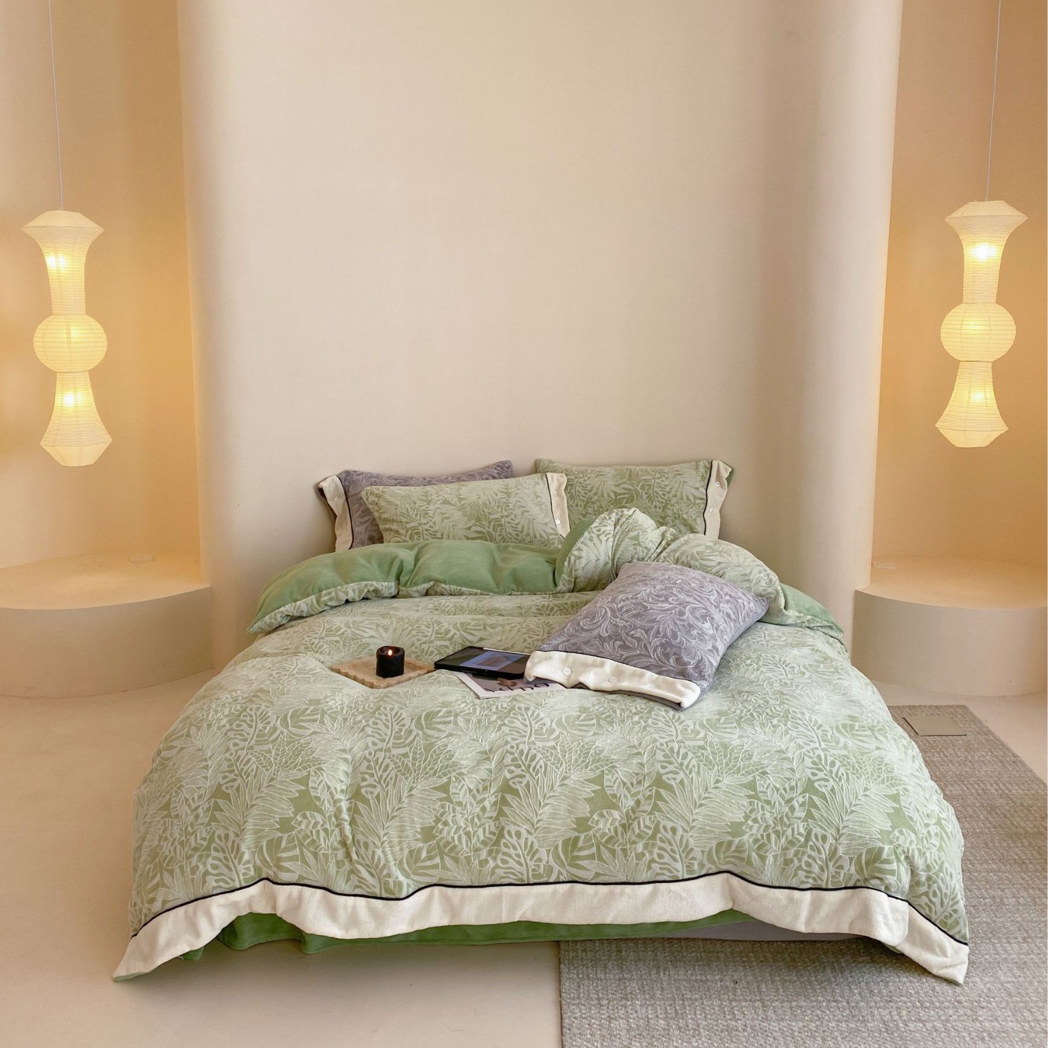 Warm Milk Fiber Fleece Bedding Set for Winter