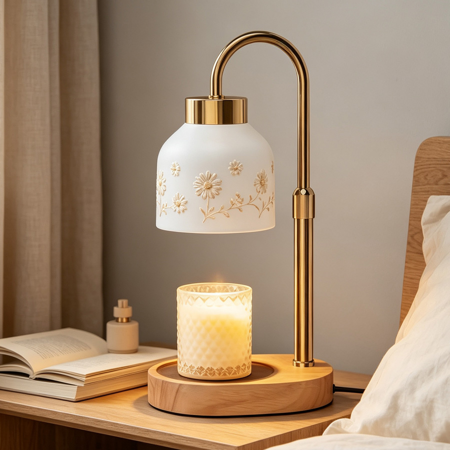 Candle Warmer Lamp with Wooden Base