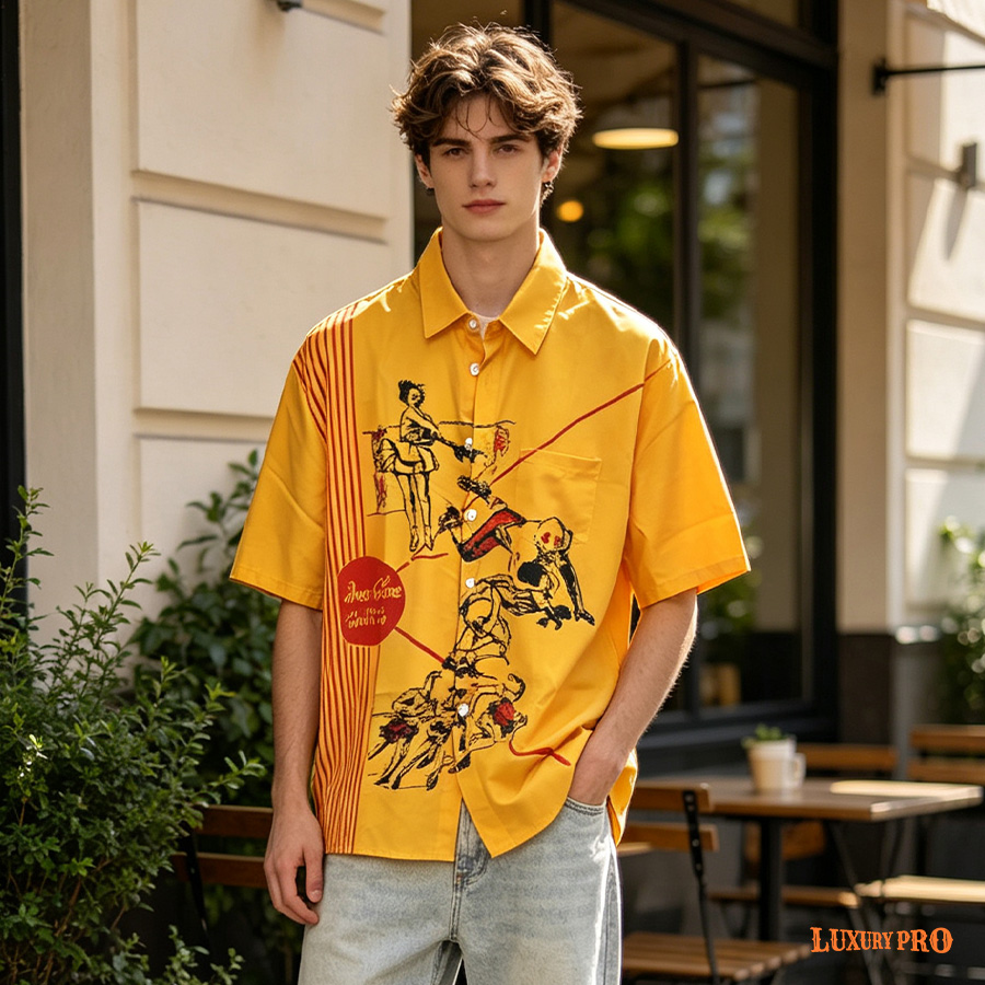 AOP EO Tall Fit Shirt Double Collar With Pocket – Linglong Linen Fabric