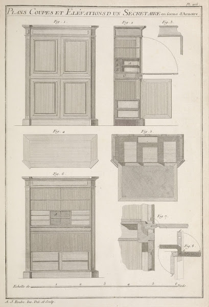 Plans coupes et elévations dun sécretaire en forme darmoire 1769 1774