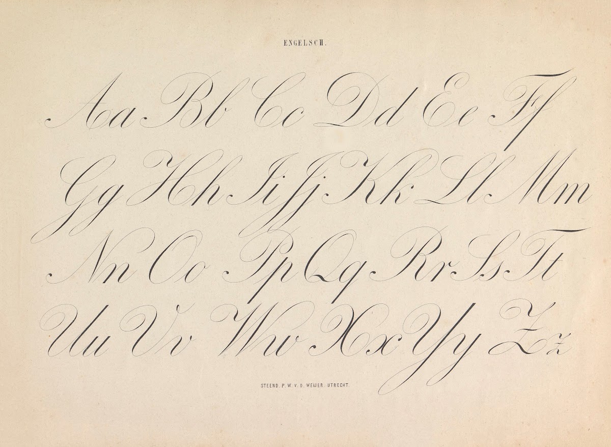 Alfabet in Cursief Engelsch 1855