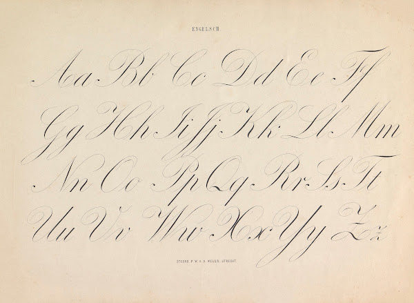 Alfabet in Cursief Engelsch 1855