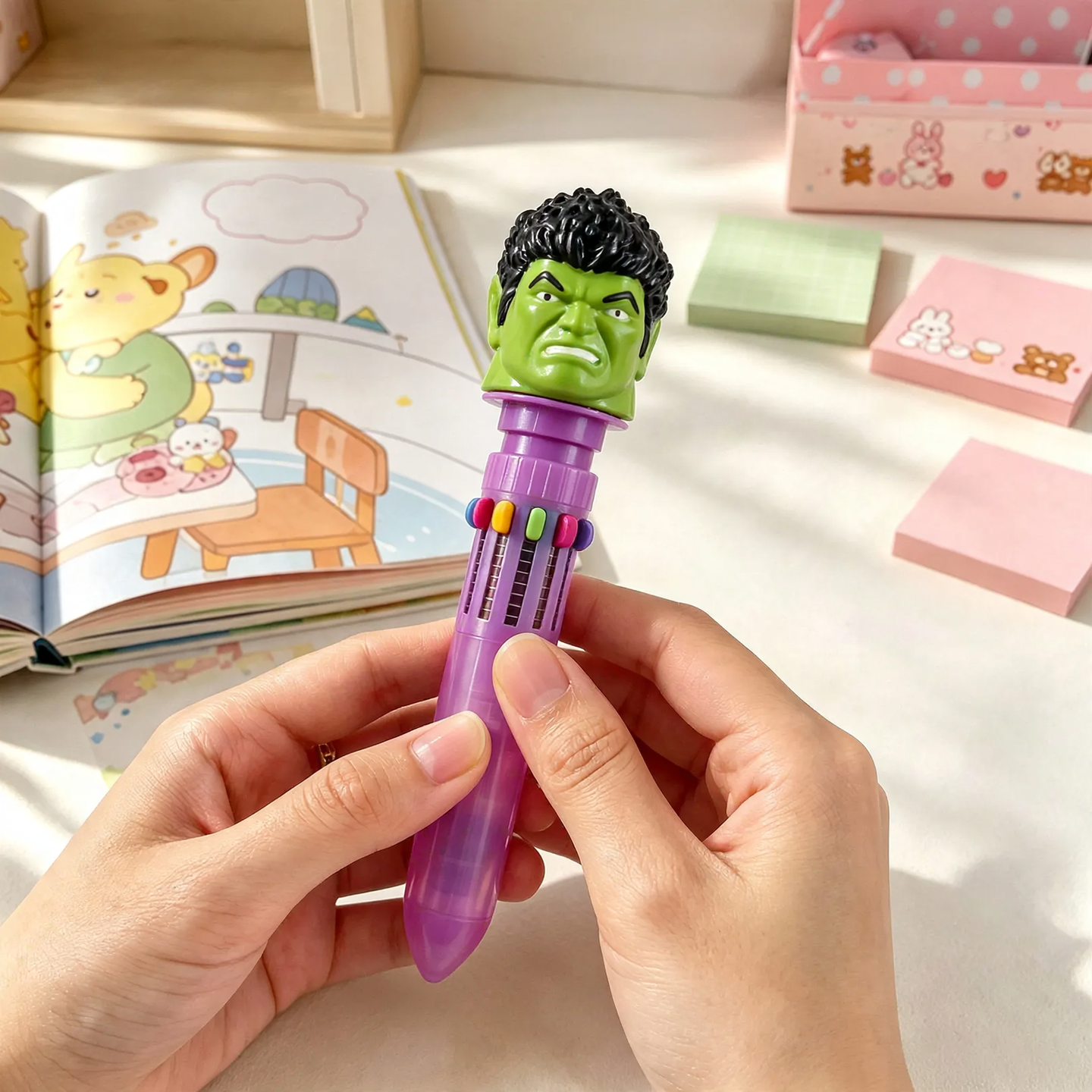 Multicolored ballpoint pen with figure design, 10 colors
