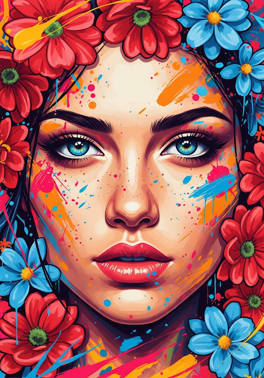 Pop Art Neon Portrait Splash