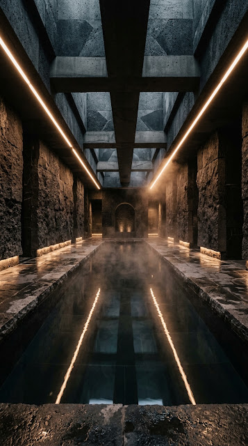 Brutalist Luxury Spa Pool Dark Volcanic Stone Wallpaper - Free mobile Wallpaper