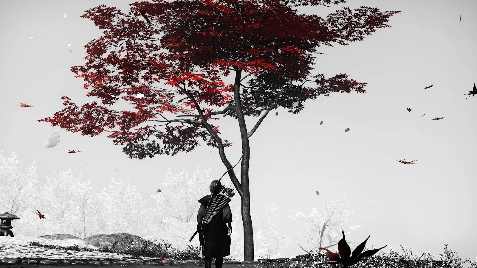 Ghost Of Tsushima Maple Tree - Cinematic Game Art 4K Wallpaper (3840x2160)