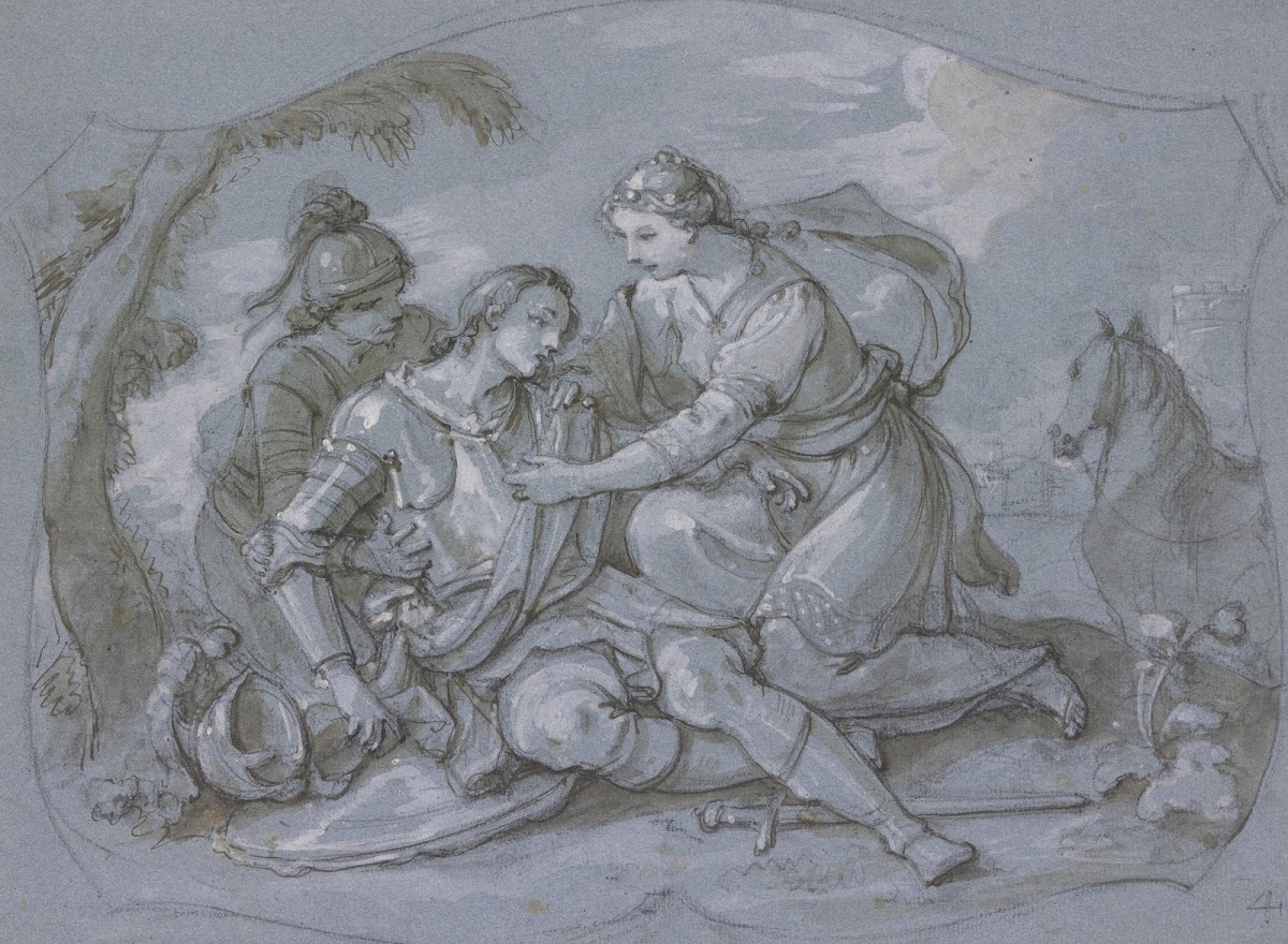 Herminia bei dem verwundeten Tankred ca 1755