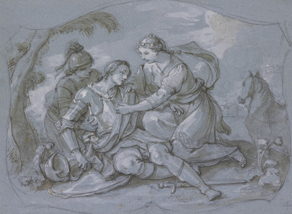 Herminia bei dem verwundeten Tankred ca 1755